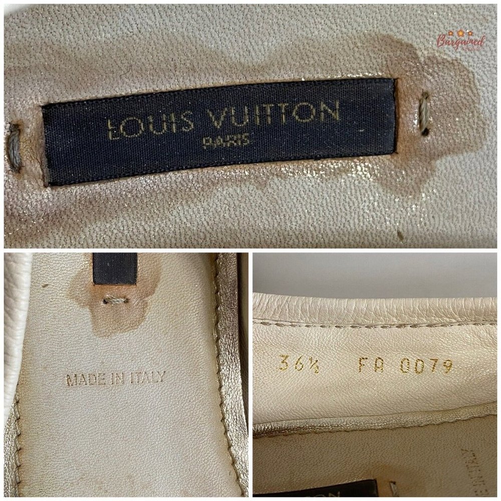 Auth Louis Vuitton Damier Azur Leather Lovely Scrunch LV Cube Ballet Flats 6.5 - Picture 7 of 13